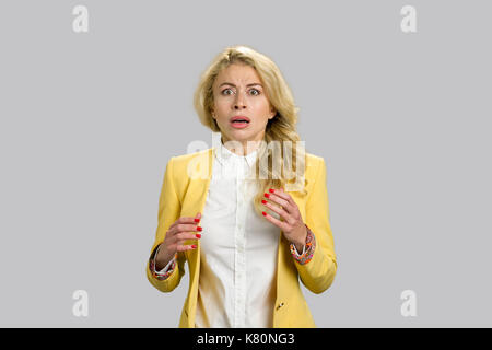 Portrait Angst Angst Frau schockiert. Stockfoto