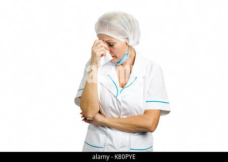 Schreiende Frau Doktor Probleme. Stockfoto