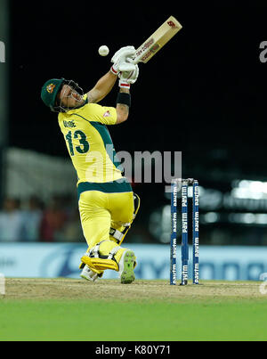 Chennai, Indien, 17. Sep 2017. MS Wade der Wicket Keeper der australischen Mannschaft einen Schuß während der 1 ODI gegen Australien in Chennai spielt am 17. Sep 2017. Seshadri SUKUMAR Stockfoto