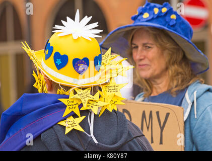 Bournemouth, Dorset, Großbritannien. 17 Sep, 2017. Stop Brexit Demonstration erfolgt mit den Liberaldemokraten Konferenz in Bournemouth zu decken. Credit: Carolyn Jenkins/Alamy leben Nachrichten Stockfoto