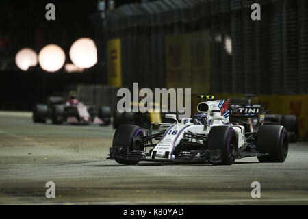 Singapur, Singapur. September 2017. Motorsport: FIA Formel 1 Weltmeisterschaft 2017, Grand Prix von Singapur, #18 Lance Stroll (CAN, Williams Martini Racing), Verwendung weltweit Quelle: dpa/Alamy Live News Stockfoto