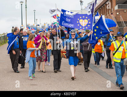 Bournemouth, Dorset, Großbritannien. 17 Sep, 2017. Stop Brexit Demonstration erfolgt mit den Liberaldemokraten Konferenz in Bournemouth zu decken. Credit: Carolyn Jenkins/Alamy leben Nachrichten Stockfoto