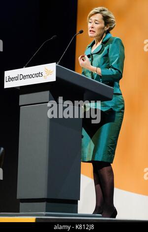 Bournemouth, UK. 17 Sep, 2017. Baroness Smith von Newnham Adressen die Liberaldemokraten Herbst Konferenz an der Bournemouth International Centre, Bournemouth, UK - Am Sonntag, den 17. September 2017. Im Bild: Baroness Smith von Newnham, Julie Elizabeth Smith Credit: Julie Edwards/Alamy leben Nachrichten Stockfoto