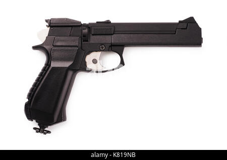Schwarze Luft sport Pistole auf weißem Hintergrund Stockfoto