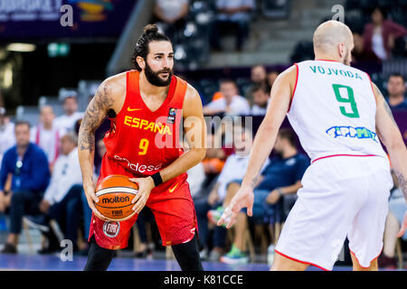 September 7, 2017: Ricky Rubio #9 (ESP) während der FIBA Basketball-europameisterschaft 2017 - Gruppe C, Spiel zwischen Ungarn und Spanien bei Polyvalenten Halle, Cluj-Napoca, Rumänien ROU. Foto: Cronos Stockfoto