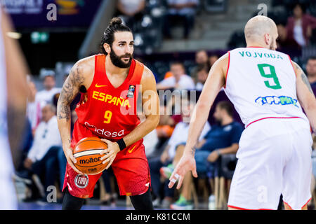 September 7, 2017: Ricky Rubio #9 (ESP) während der FIBA Basketball-europameisterschaft 2017 - Gruppe C, Spiel zwischen Ungarn und Spanien bei Polyvalenten Halle, Cluj-Napoca, Rumänien ROU. Foto: Cronos Stockfoto