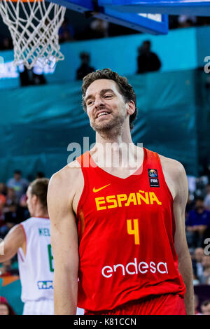 September 7, 2017: Pau Gasol #4 (ESP) während der FIBA Basketball-europameisterschaft 2017 - Gruppe C, Spiel zwischen Ungarn und Spanien bei Polyvalenten Halle, Cluj-Napoca, Rumänien ROU. Foto: Cronos Stockfoto