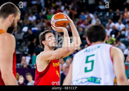 September 7, 2017: Pau Gasol #4 (ESP) während der FIBA Basketball-europameisterschaft 2017 - Gruppe C, Spiel zwischen Ungarn und Spanien bei Polyvalenten Halle, Cluj-Napoca, Rumänien ROU. Foto: Cronos Stockfoto