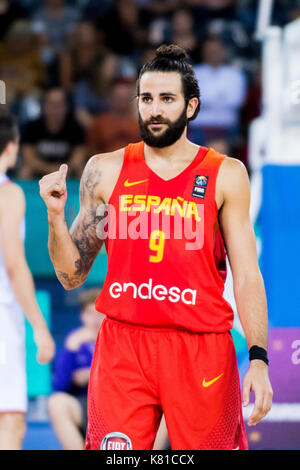 September 7, 2017: Ricky Rubio #9 (ESP) während der FIBA Basketball-europameisterschaft 2017 - Gruppe C, Spiel zwischen Ungarn und Spanien bei Polyvalenten Halle, Cluj-Napoca, Rumänien ROU. Foto: Cronos Stockfoto