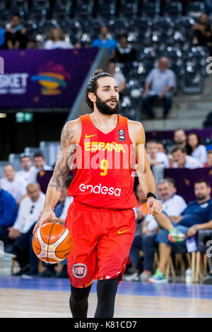 September 7, 2017: Ricky Rubio #9 (ESP) während der FIBA Basketball-europameisterschaft 2017 - Gruppe C, Spiel zwischen Ungarn und Spanien bei Polyvalenten Halle, Cluj-Napoca, Rumänien ROU. Foto: Cronos Stockfoto