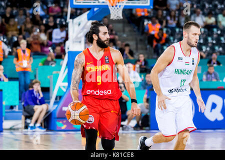 September 7, 2017: Ricky Rubio #9 (ESP) während der FIBA Basketball-europameisterschaft 2017 - Gruppe C, Spiel zwischen Ungarn und Spanien bei Polyvalenten Halle, Cluj-Napoca, Rumänien ROU. Foto: Cronos Stockfoto