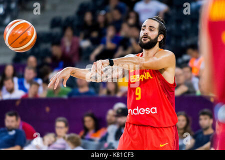 September 7, 2017: Ricky Rubio #9 (ESP) während der FIBA Basketball-europameisterschaft 2017 - Gruppe C, Spiel zwischen Ungarn und Spanien bei Polyvalenten Halle, Cluj-Napoca, Rumänien ROU. Foto: Cronos Stockfoto