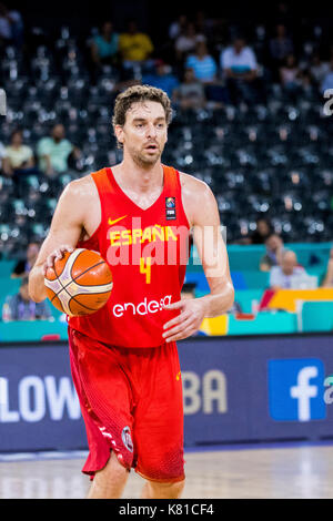 September 7, 2017: Pau Gasol #4 (ESP) während der FIBA Basketball-europameisterschaft 2017 - Gruppe C, Spiel zwischen Ungarn und Spanien bei Polyvalenten Halle, Cluj-Napoca, Rumänien ROU. Foto: Cronos Stockfoto