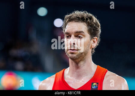 September 7, 2017: Pau Gasol #4 (ESP) während der FIBA Basketball-europameisterschaft 2017 - Gruppe C, Spiel zwischen Ungarn und Spanien bei Polyvalenten Halle, Cluj-Napoca, Rumänien ROU. Foto: Cronos Stockfoto