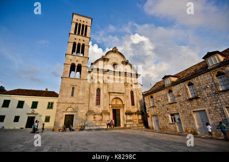 Die Kathedrale von St. Stephen, Hvar, Kroatien Stockfoto