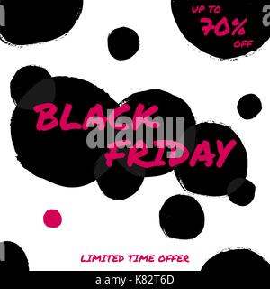 Abstract Schwarzer Freitag verkauf Design mit Text in Pink und Schwarz Blasen auf weißem Hintergrund. Plakat, Broschüre oder Grußkarte square Vorlage mit samp Stock Vektor