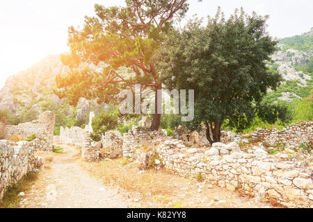 Stadtmauern in die Ruinen von Troja, Türkei. Stockfoto