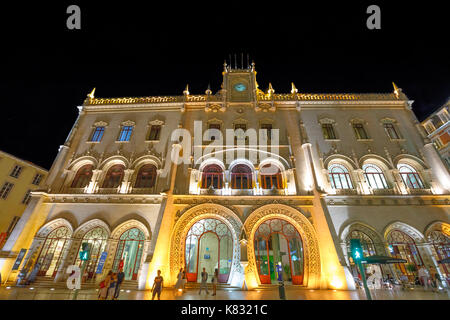 Bahnhof Rossio Nacht Stockfoto