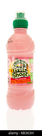 Winneconne, WI - 13. September 2017: eine Flasche Robinsons Fruit Shoot in pink Limonade Geschmack auf einem isolierten Hintergrund. Stockfoto