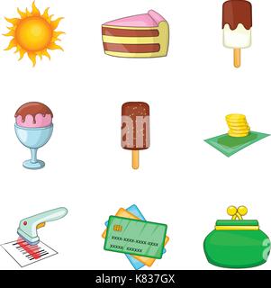 Neue Candy shop Icon Set, Cartoon Stil Stock Vektor