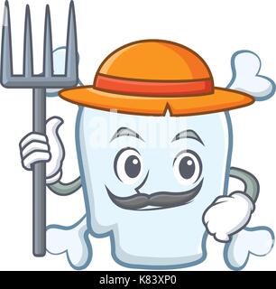 Landwirt Schädel Charakter Cartoon Stil Stock Vektor