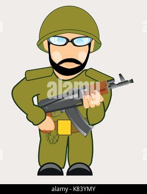 Militär mit automat Stock Vektor