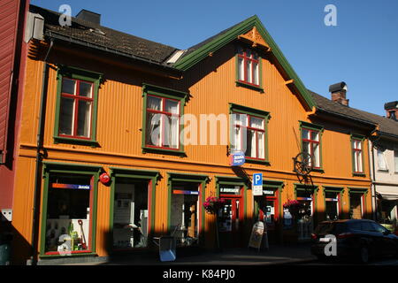 Alte hölzerne Stadthaus in Lillehammer Stockfoto