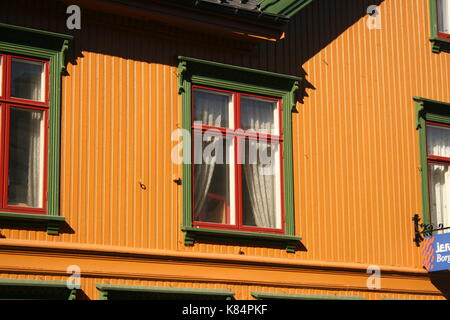Alte hölzerne Stadthaus in Lillehammer Stockfoto