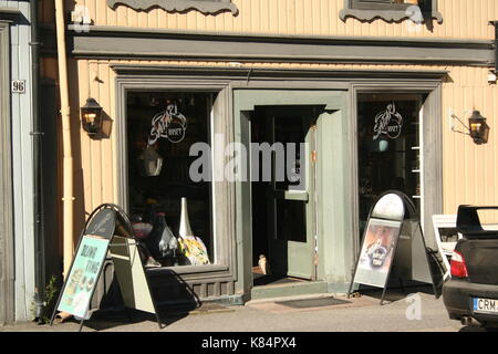 Alte hölzerne Stadthaus in Lillehammer - Eingang Stockfoto