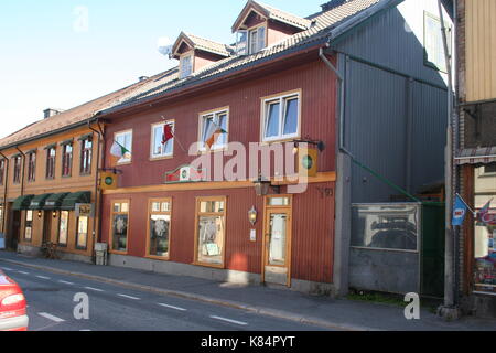 Alte hölzerne Stadthaus in Lillehammer Stockfoto