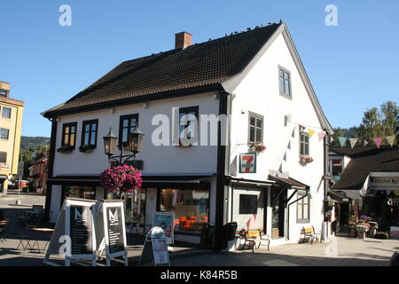 Alte hölzerne Stadthaus in Lillehammer Stockfoto