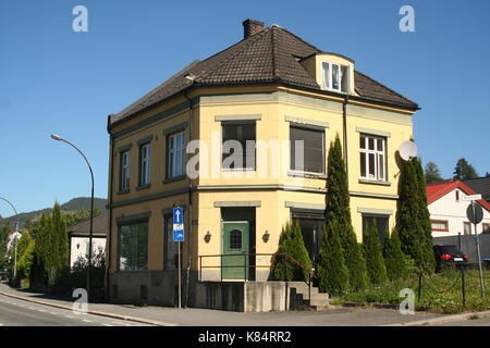 Alte hölzerne Stadthaus in Lillehammer Stockfoto