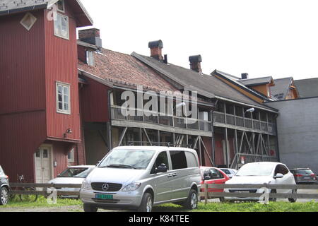 Alte hölzerne Stadthaus in Lillehammer Stockfoto