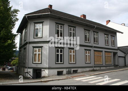 Alte hölzerne Stadthaus in Lillehammer Stockfoto