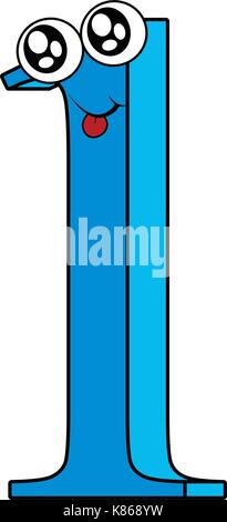 Nummer eins mit Augen und Zunge Vektor symbol Icon Design. Schöne Abbildung auf weißem Hintergrund Stock Vektor