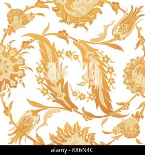 Arabesque Vintage-dekor floral verzierten Muster für Design Template vector. Östlichen Motiv Malerei Blumen Dekoration drucken. Gold Abbildung für invit Stock Vektor