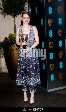 Emma Stone auf der offiziellen nach Partei für die 70Th EE British Academy Film Awards 2017 nach - Partei Abendessen im Grosvenor House Hotel am 12. Februar 2017 in London, England Stockfoto
