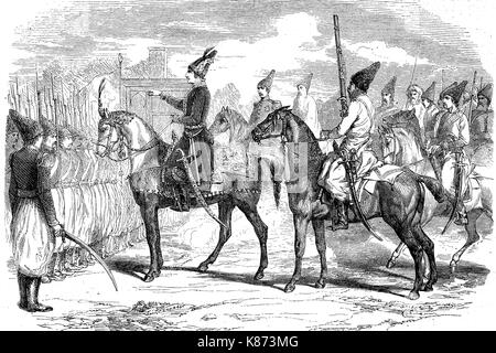 Krimkrieg, Naser al-Din Schah Qajar, 1831 - 1896?, auch Nassereddin Shah Qajar, war der König von Persien, 1848 - 1896, Digital verbesserte Reproduktion einer Vorlage woodprint aus dem 19. Jahrhundert Stockfoto