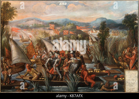 Eroberung von Mexiko durch die Cortes Cuauhtemoc gefangen im Jahr 1521 Stockfoto