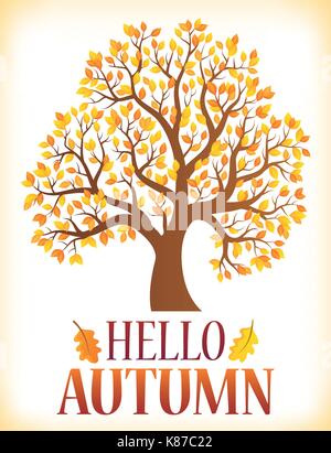 Hallo Herbst Thema Bild 3 - Eps 10 Vector Illustration. Stock Vektor