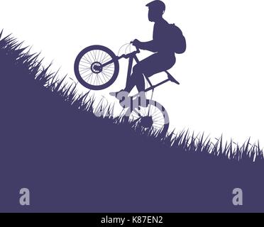 Mann auf dem Fahrrad springen Stock Vektor