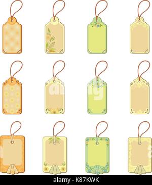 Set-Tags mit floralem Muster Stock Vektor