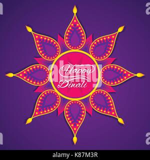 Happy diwali Gruß Design mit bunten Diya Stock Vektor