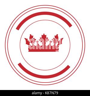 Vector Illustration rote runde Stempel ohne Text mit Krone auf weißem Hintergrund Stock Vektor