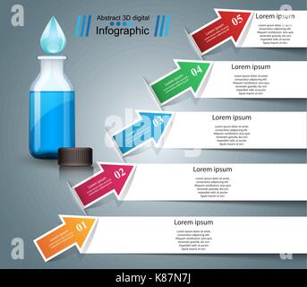 Flasche, Wasser Infografiken. Stock Vektor