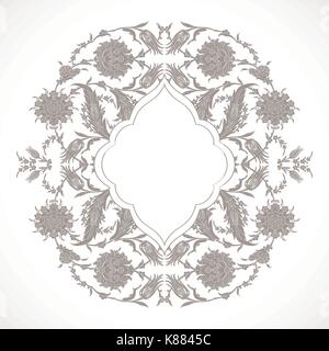 Arabesque vintage Umrisse Dekor verzierte Muster für Design Template vector. Östlichen Motiv. Florale Rahmen rund. Linien Blumen für das Datum speichern, Stock Vektor