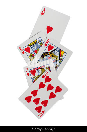 Kombination von Karten Poker Casino. Auf weissem Hintergrund Stockfoto