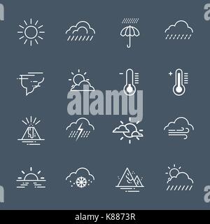 Satz von Wetter Symbole auf dem grauen Hintergrund Klima Prognose Sammlung Stock Vektor