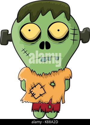 Cute Zombie, halloween Frankenstein Vektor symbol Icon Design. Schöne Abbildung auf weißem Hintergrund Stock Vektor