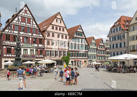 Fachwerkhäuser, Marktplatz, Tübingen, Baden-Württemberg, Deutschland Stockfoto